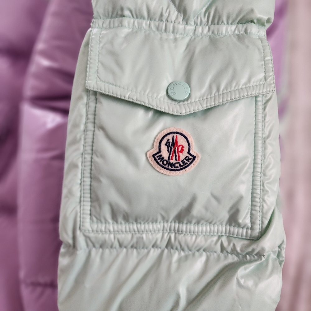 Moncler Lavender & Mint Colorblock Puffer Jacket with Hood - Picture 6 of 16